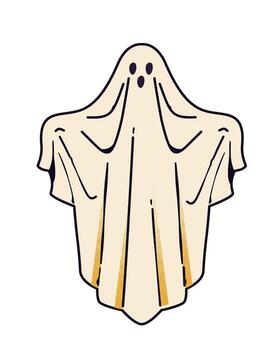 Retro ghost with halftone dot texture, spooky and playful design, vintage Halloween character vector