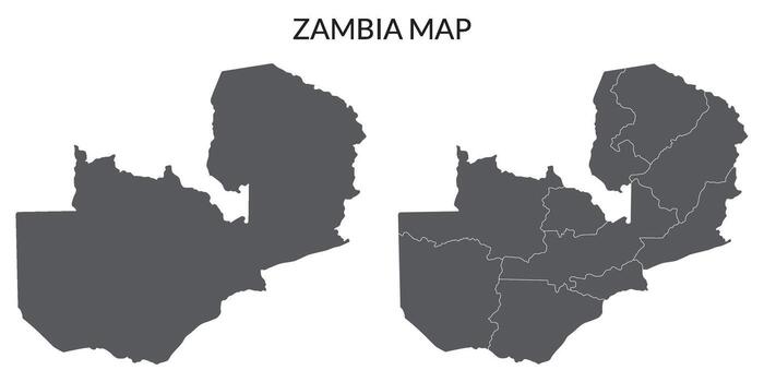 Zambia map set. Map of Zambia in set with grey color vector