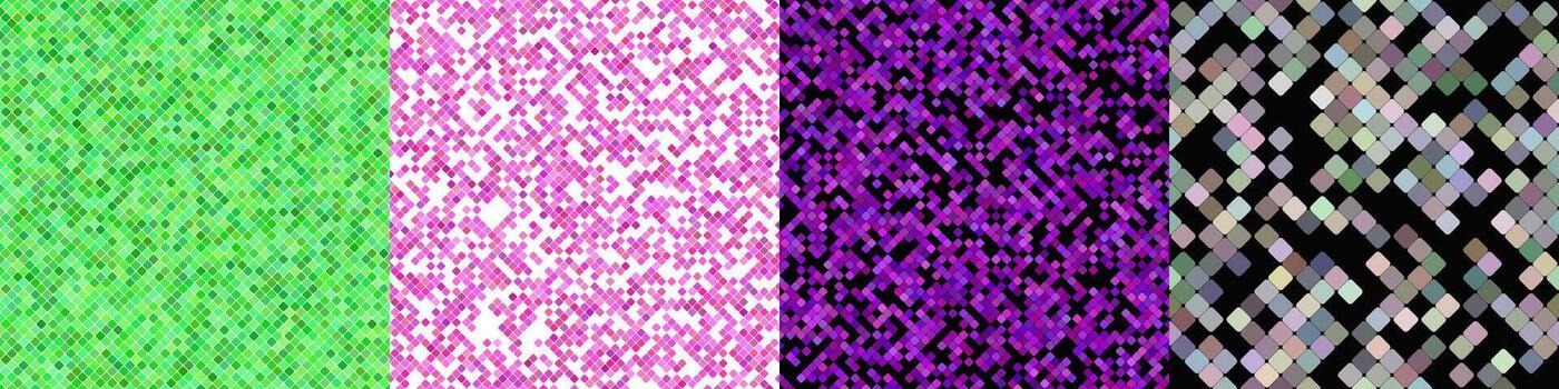 Seamless geometric diagonal square pattern set vector