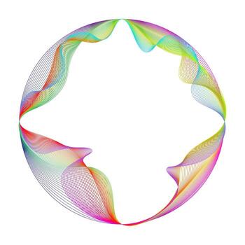 Abstract circles lines wavy in round frame colorful rainbow. Concept of music, technology, ai and artificial intelligence vector