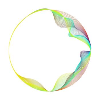 Colorful abstract circular wave on white background. Abstract circle frame with wave lines pattern flowing. Music, technology, ai and artificial intelligence concept vector