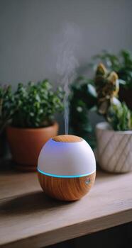 difusor en un estante con plantas foto