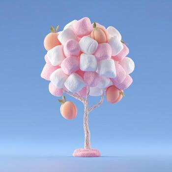 un malvavisco árbol con duraznos en eso foto