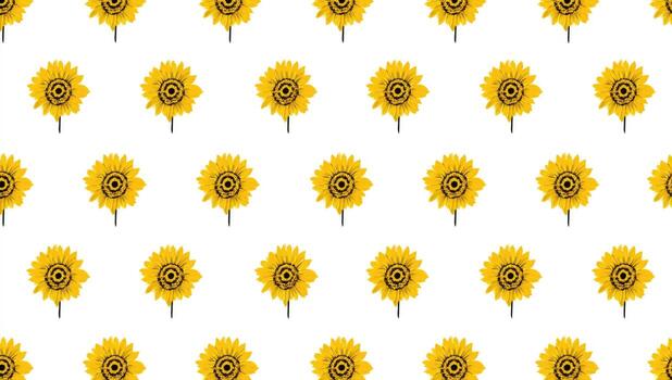 Yellow sunflowers in a repeating pattern on a white background photo