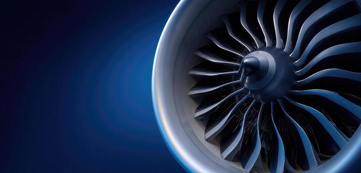 Close-up of a jet engine turbine photo