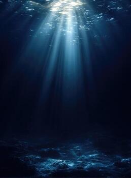 Underwater scene, light rays from above photo
