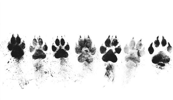 Black paw prints on white background photo