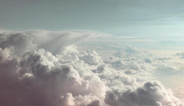 High-altitude view of swirling clouds, pastel tones photo