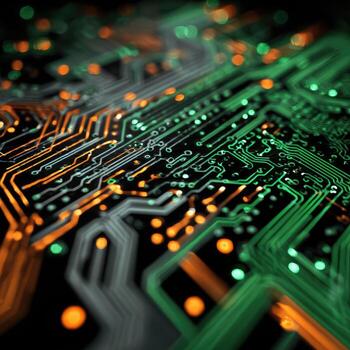 Close-up of illuminated circuit board photo