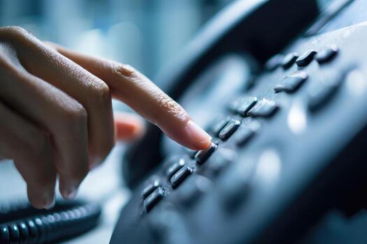 Close-up of a hand dialing a phone photo