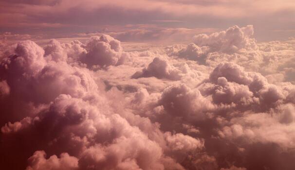 Aerial view of pink-toned clouds photo