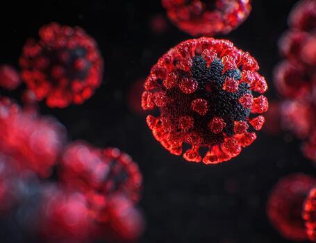 de cerca de múltiple rojo y negro virus partículas foto