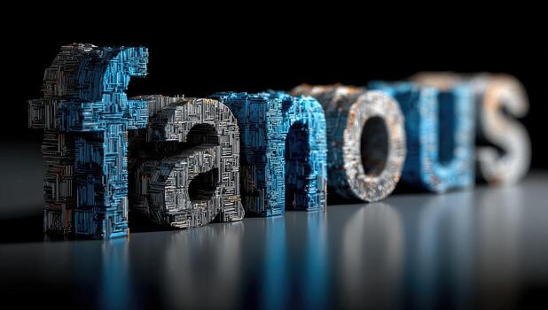 3d word famous on black background photo