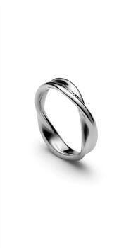 Simple, elegant, twisted band ring. Sleek, square-shaped band with intertwined, flowing design photo
