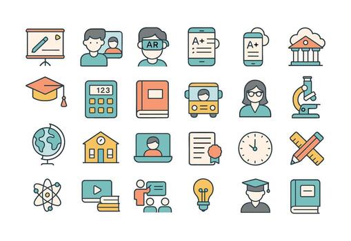 Modern learning icons. Application interface icons vector