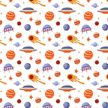 Outer Space Astronaut Seamless Pattern vector