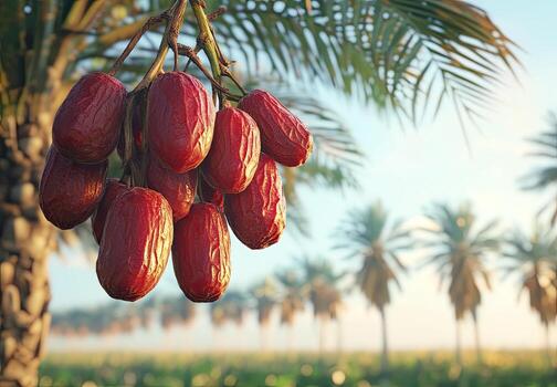 Date palm tree with ripe dates photo