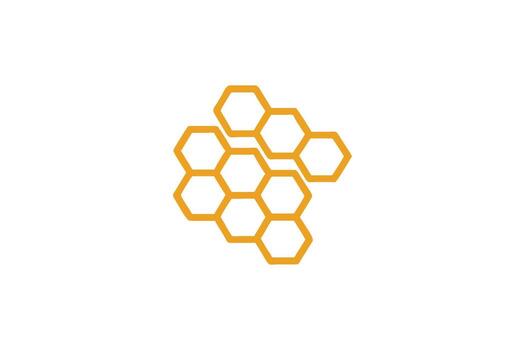 Abstract arrangement of orange hexagonal shapes forming a distinctive silhouette vector