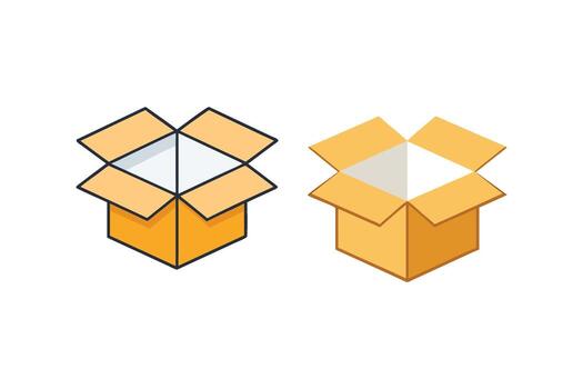 Two opened cardboard boxes in isometric view simple flat design vector