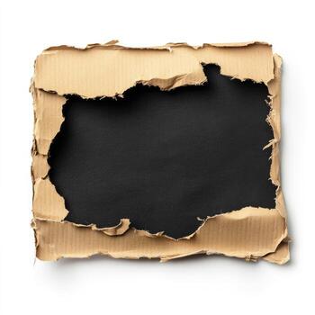 Torn paper with blackboard on white background photo