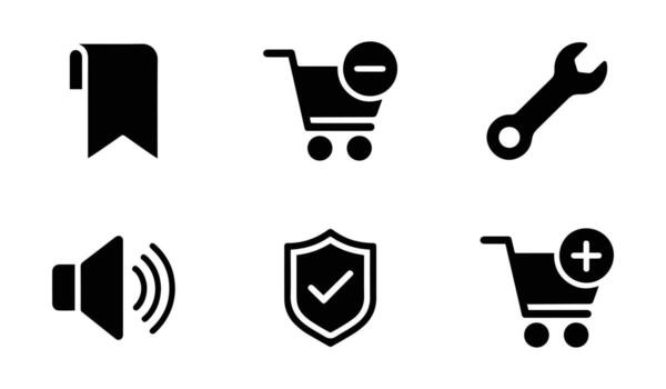 E-commerce, Settings, and User Interface Icon Set vector