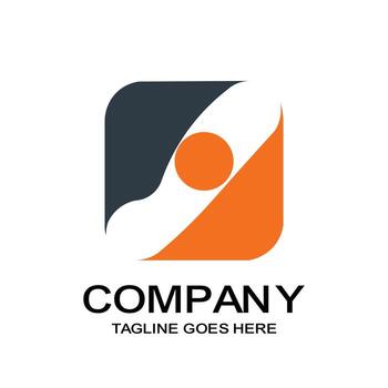 Abstract square logo design, modern circle dot symbol, dynamic icon for company branding. vector