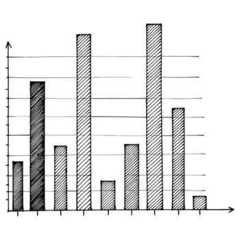 Hand Drawn Bar Chart with Varying Heights graph data vector
