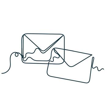 an illustration of an envelope with a line drawing vector