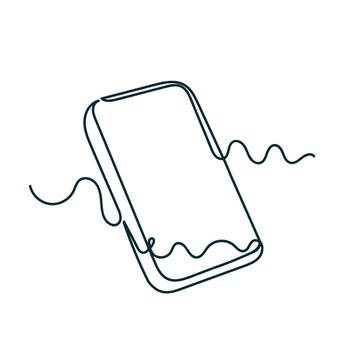 a phone with a wave line on it vector