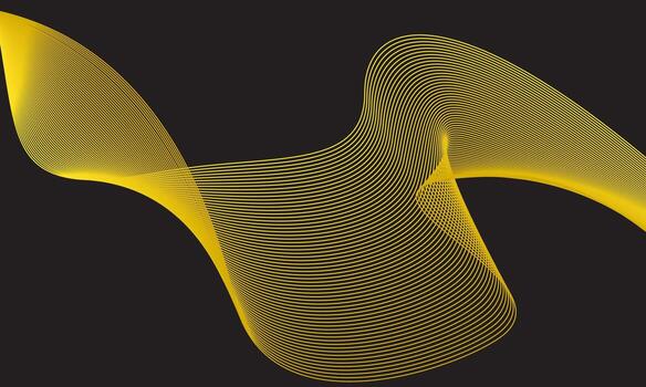 Yellow line blended abstract background free shape gradient color on black background, editable. Graphic design illustration Curve line modern style. vector