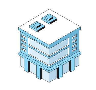 A cartoon building with two windows and a door vector