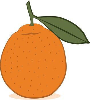 Minimalist of a ripe orange with a green leaf, designed in a clean and modern style. vector