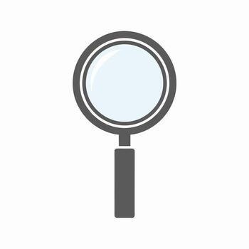 Magnifying Glass Icon with Dark Gray Handle and Frame Showing a Light Blue Lens for Visual Search and Zoom Functionality vector