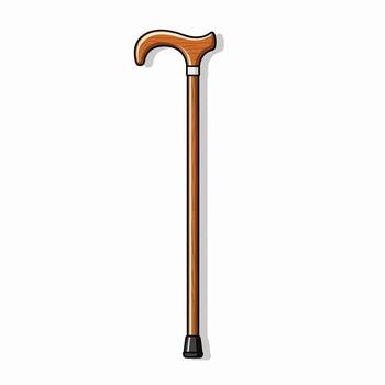 A Simple Wooden Cane with a Curved Handle for Support and Mobility Assistance vector