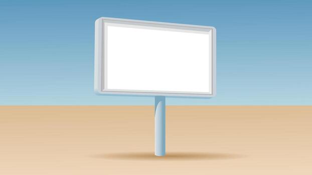 Minimal billboard design on single pole in desert setting with clear sky, perfect for outdoor ads, branding mockups, minimalist campaigns, or signage themes. vector