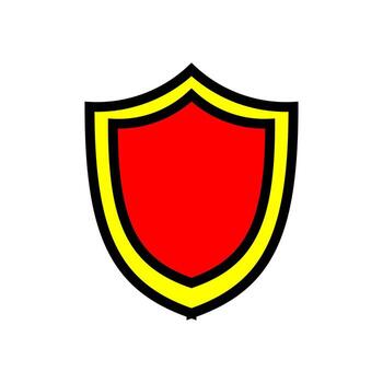 Bold shield icon with red center and yellow border, symbolizing protection and security, ideal for tech branding, cybersecurity themes, app interfaces, or badges. vector