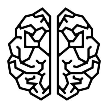 geométrico cerebro diseño con negrita líneas y reflejado simetría, ideal para ai, neurociencia, cognitivo ciencia, psicología, o tecnología marca y editorial contenido. vector