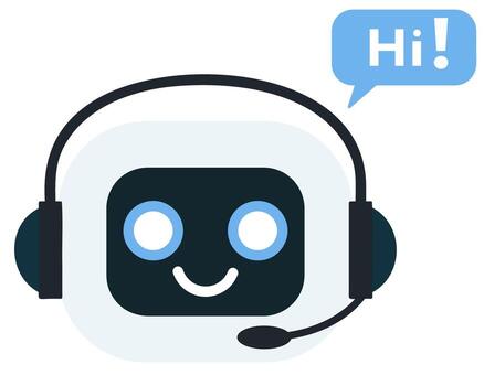 simpático chatbot cara con sonriente expresión aislado en transparente antecedentes vector