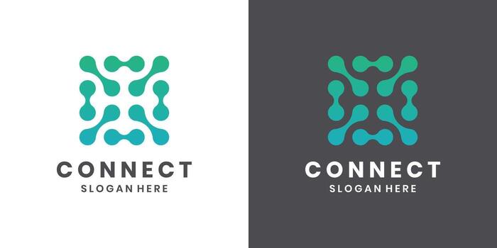 Modern technology connection logo design, abstract digital network concept symbol vector