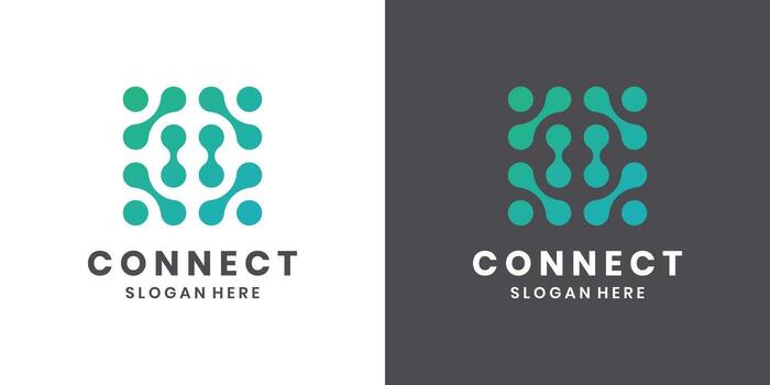Tech connect logo design, abstract digital network symbol vector