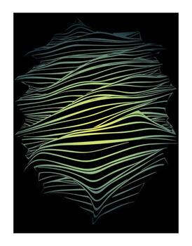 Abstract Green Wave Lines Texture on Black Background vector