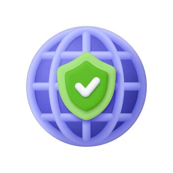 Secure globe with shield icon vector