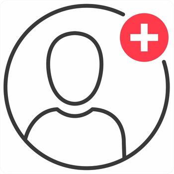 Add User and user icon in red color vector