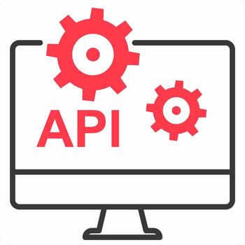 API Configuration icon concept in red color icon vector