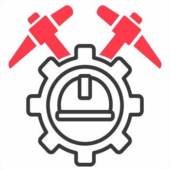 Bitcoin Mining icon concept in red color icon vector