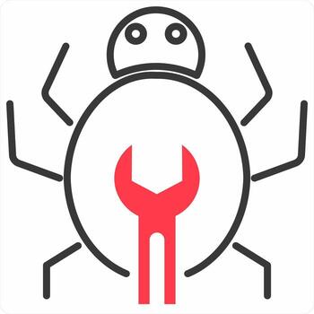 Bug icon concept in red color icon vector