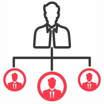 negocio jerarquía icono concepto en rojo color icono vector