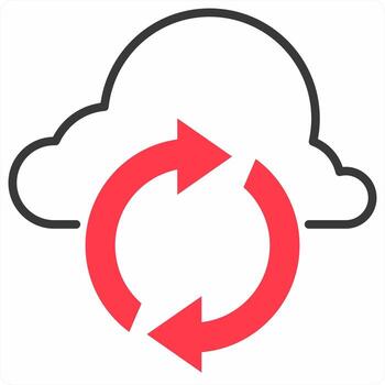 Cloud Update icon concept in red color icon vector