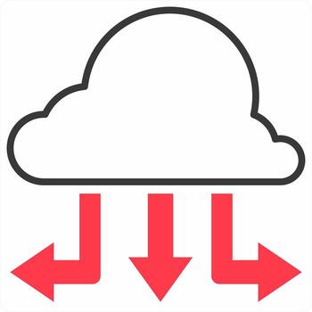 nube calculando concepto en rojo color icono vector