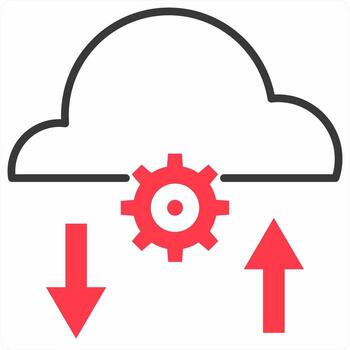 Cloud Settings icon concept in red color icon vector